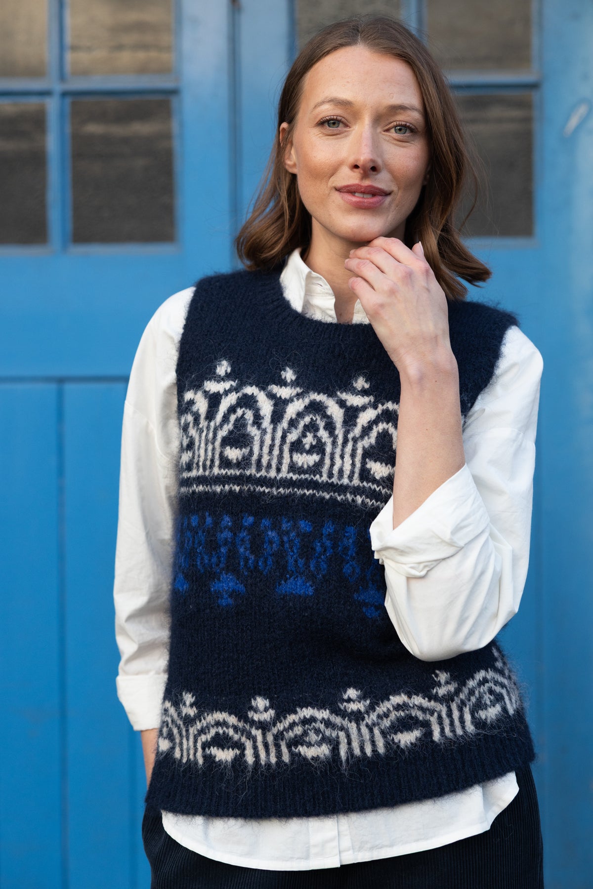 Fairisle Knitted Vest Navy