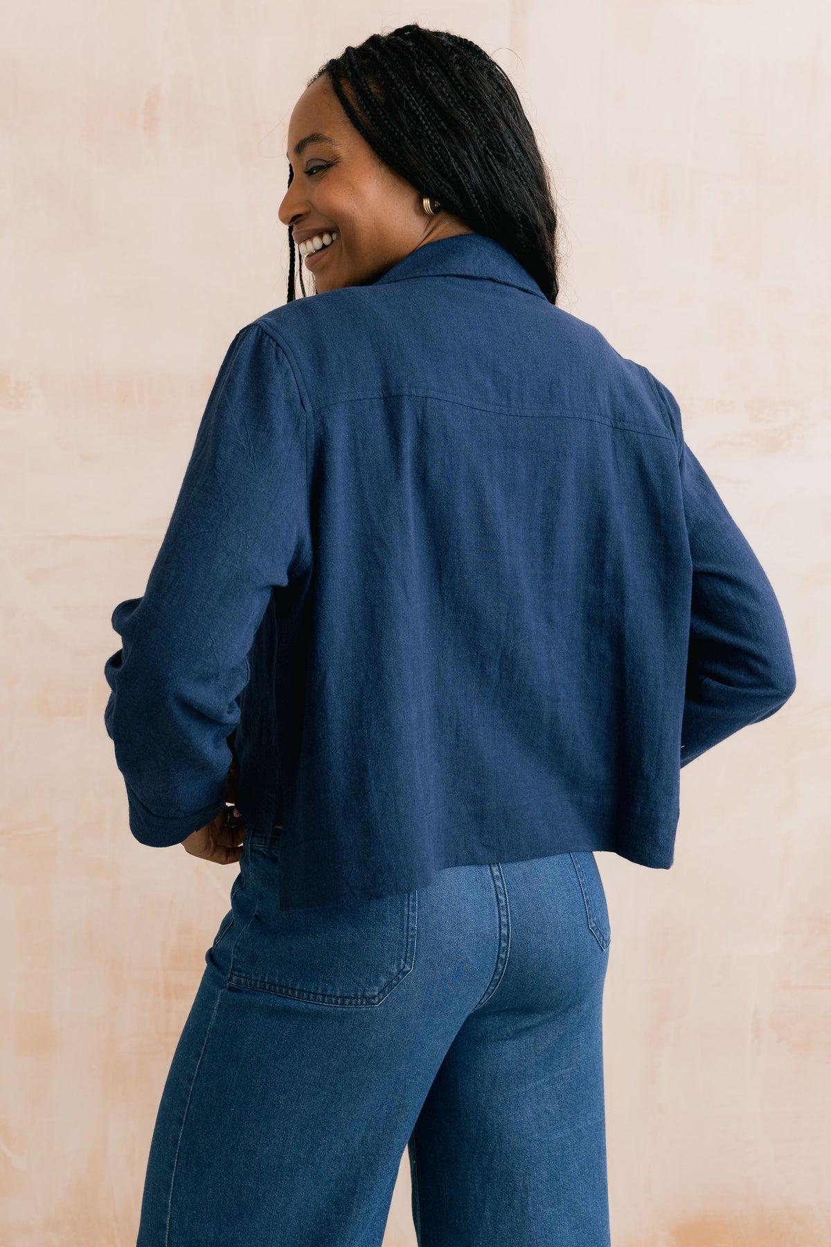 Grasslands Linen Blend Jacket Navy