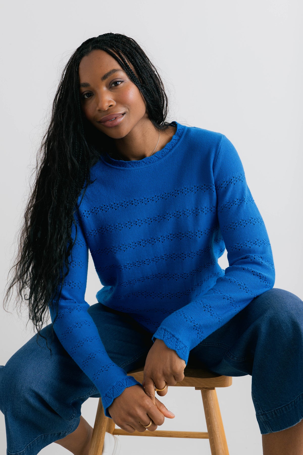 Rosie Pointelle Detail Jumper Cobalt