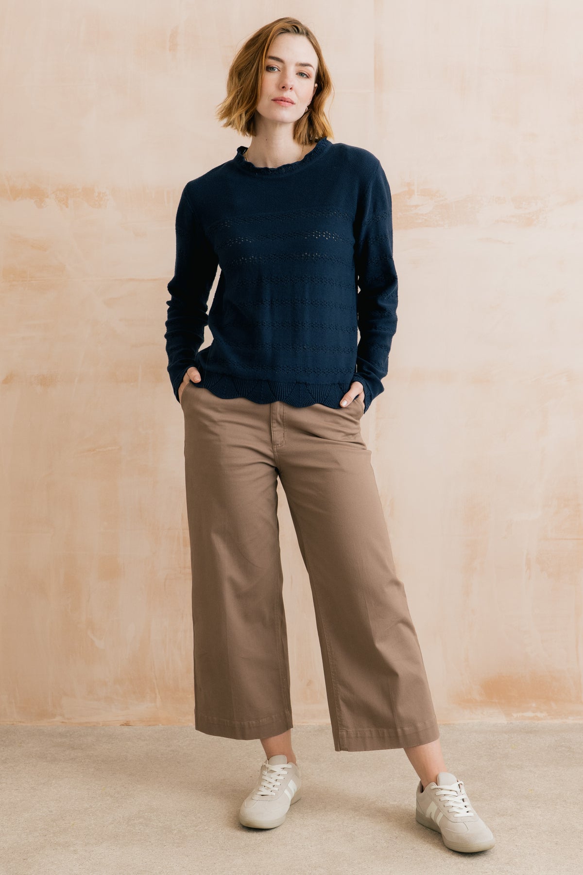 Rosie Pointelle Detail Jumper Navy