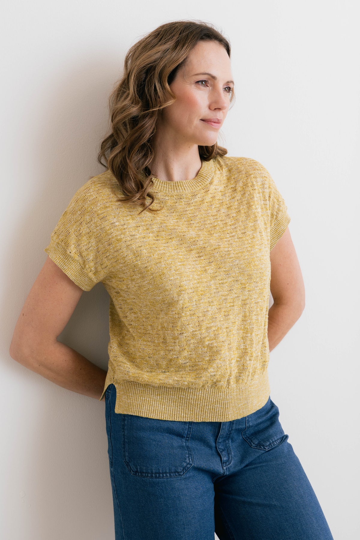 Lola Pointelle Knit Top Lime
