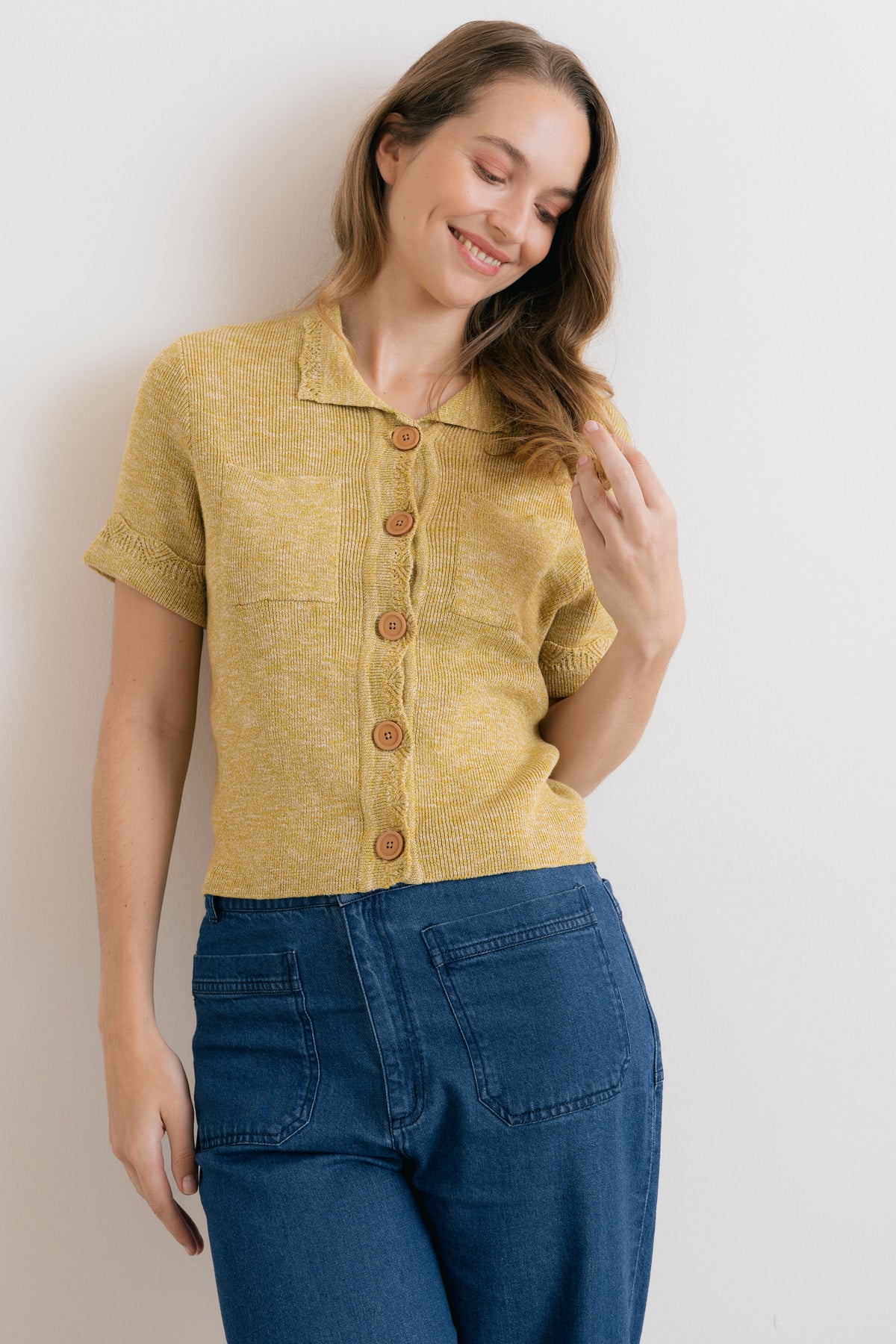 Phoebe Short Sleeve Knitted Jacket Lime