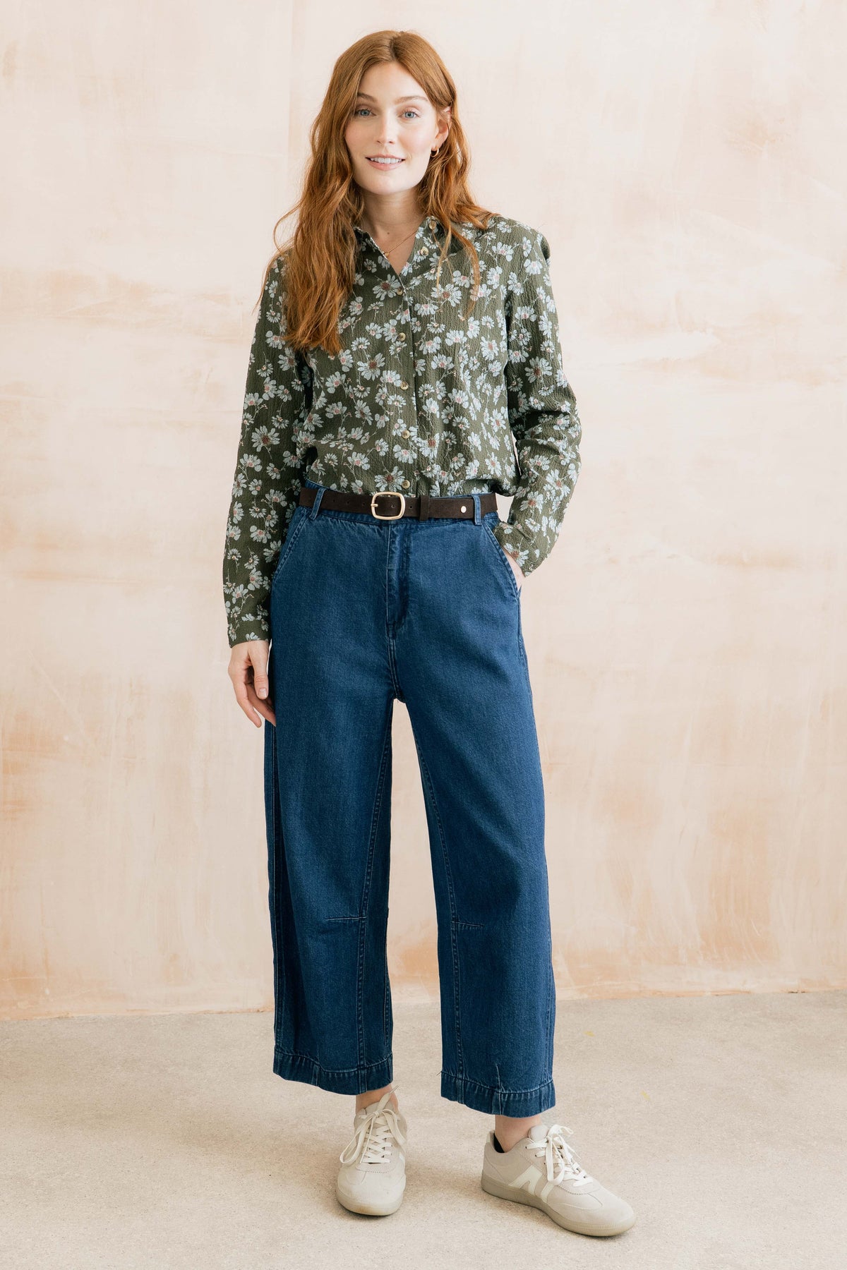 Patsy Textured Crepe Printed Shirt Olive