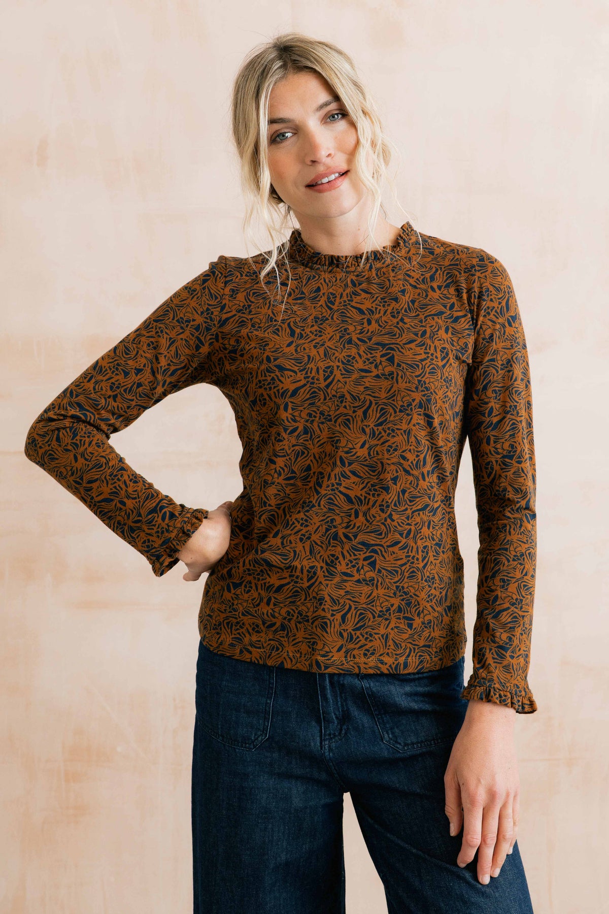 Marnie Frill Organic Cotton Jersey Top Burnt Caramel