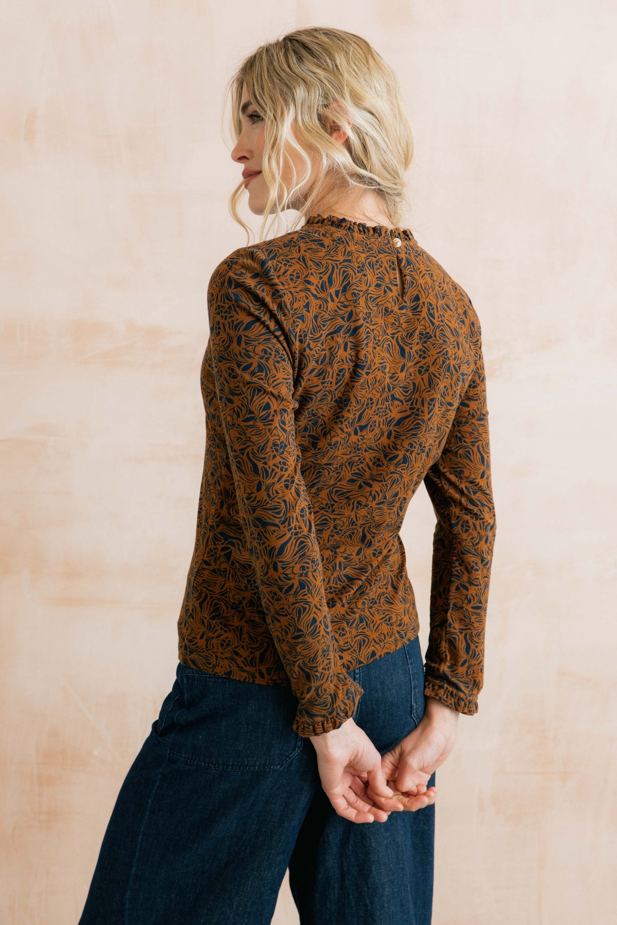 Marnie Frill Organic Cotton Jersey Top Burnt Caramel