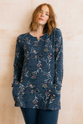Maple Floral Print Brushed Knit Tunic Navy