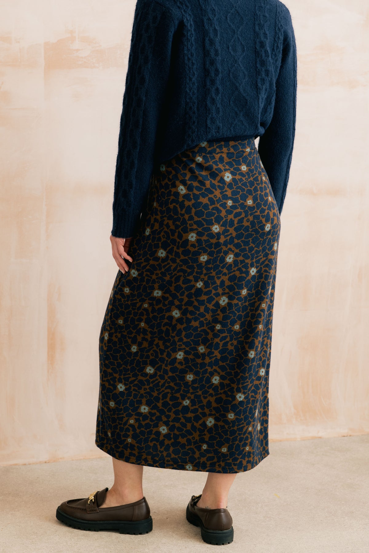 Melissa Floral Print Midi Skirt Burnt Caramel