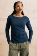Monica Organic Cotton Jersey Top Navy