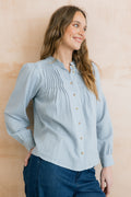 Flora Organic Cotton Pintuck Blouse Powder Blue