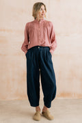 Ayla Relaxed Denim Barrel Leg Trousers Dark Wash