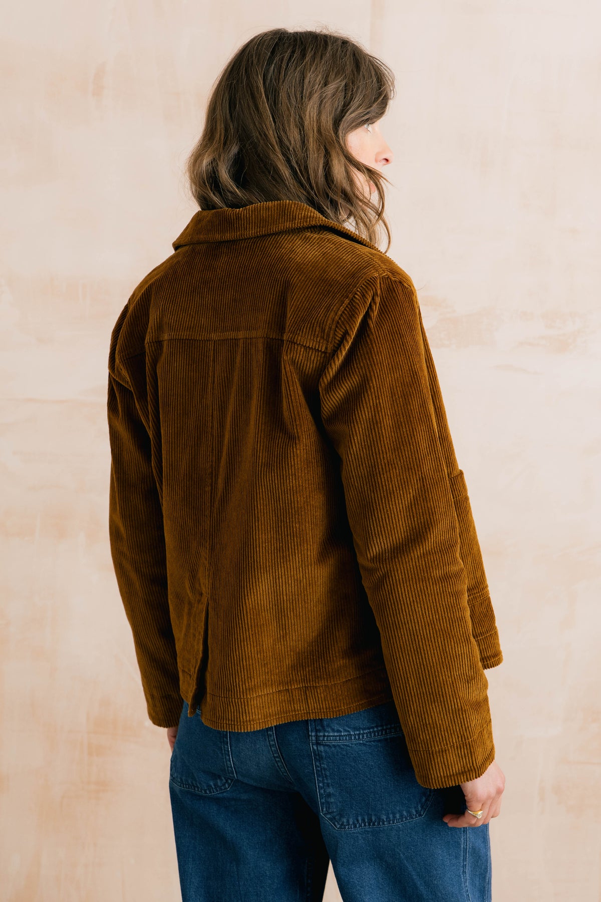 Ash Stretch Cotton Jumbo Cord Jacket Burnt Caramel