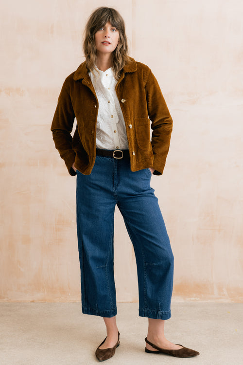 Ash Stretch Cotton Jumbo Cord Jacket Burnt Caramel