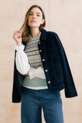 Ash Stretch Cotton Jumbo Cord Jacket Navy