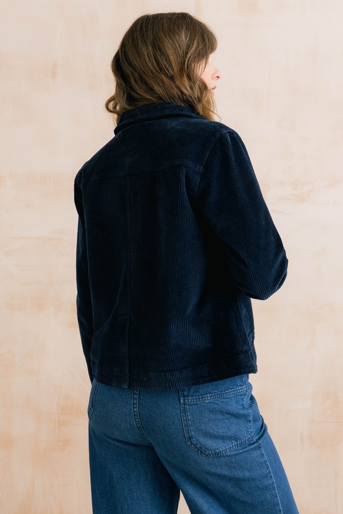 Ash Stretch Cotton Jumbo Cord Jacket Navy