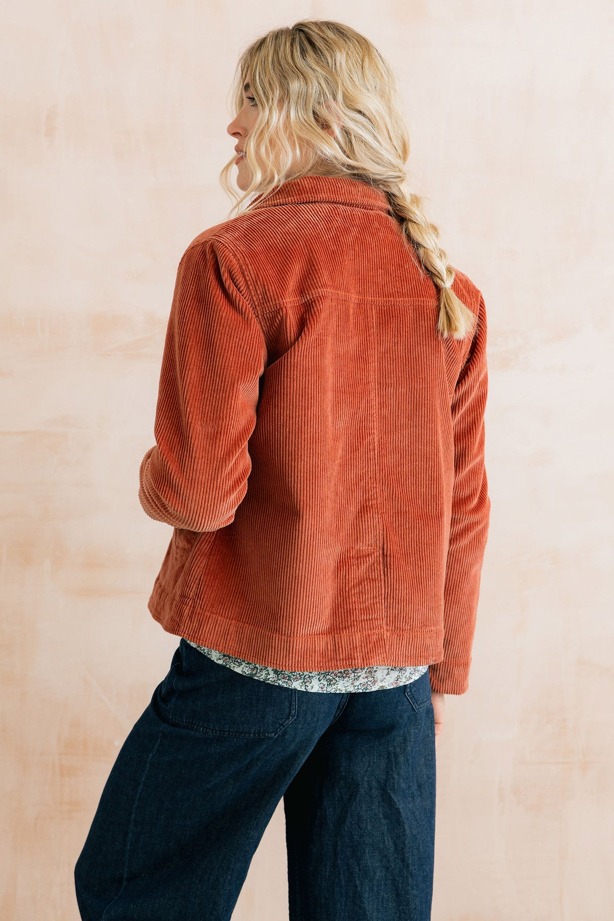 Ash Stretch Cotton Jumbo Cord Jacket Terracotta