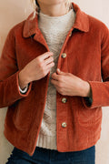Ash Stretch Cotton Jumbo Cord Jacket Terracotta