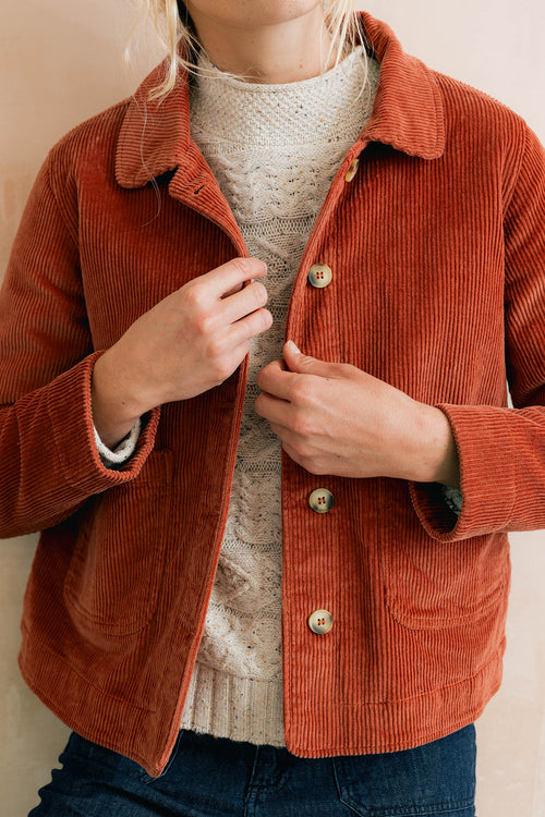 Ash Stretch Cotton Jumbo Cord Jacket Terracotta