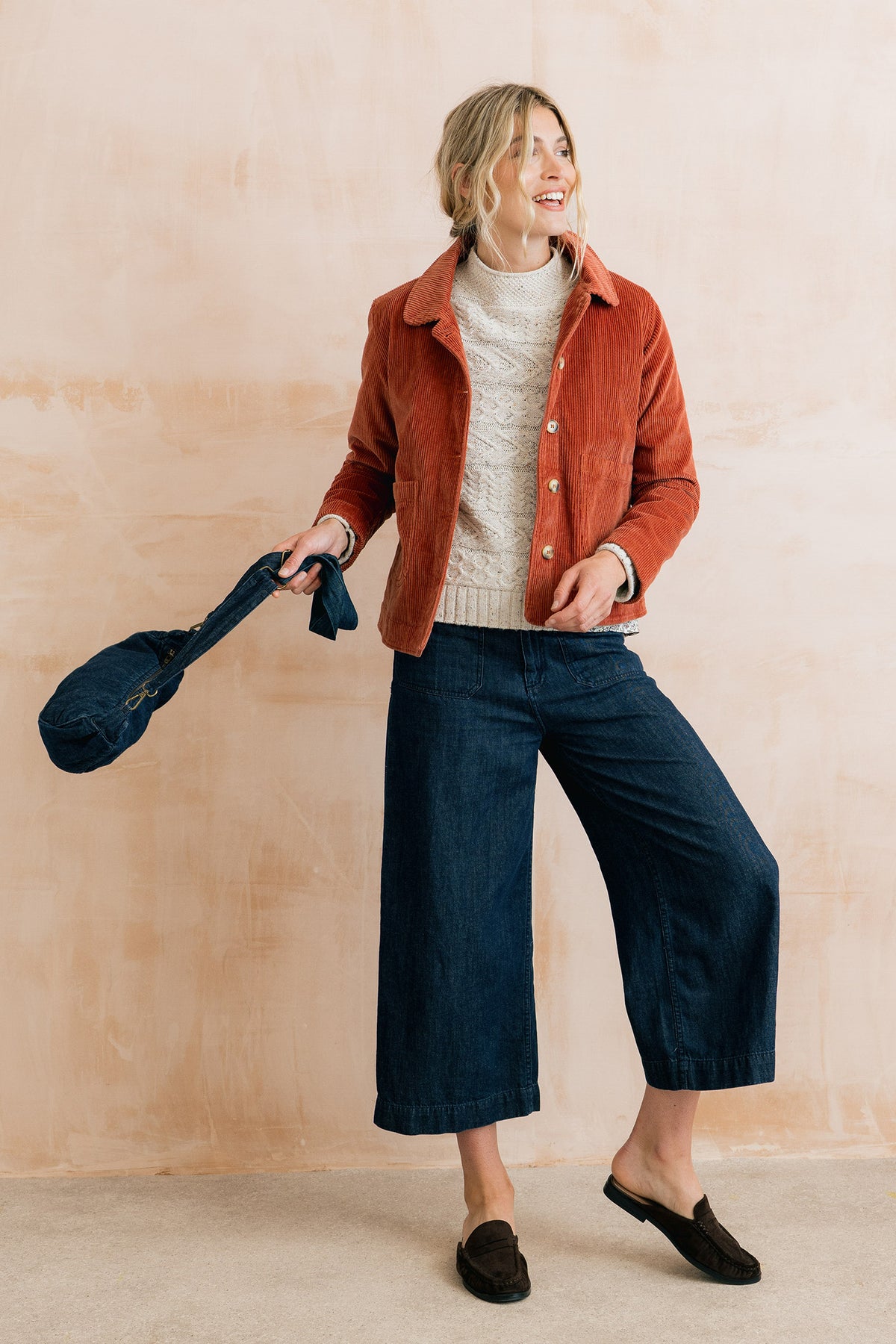 Ash Stretch Cotton Jumbo Cord Jacket Terracotta