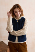 Twilight Stretch Jumbo Cord Gilet Navy
