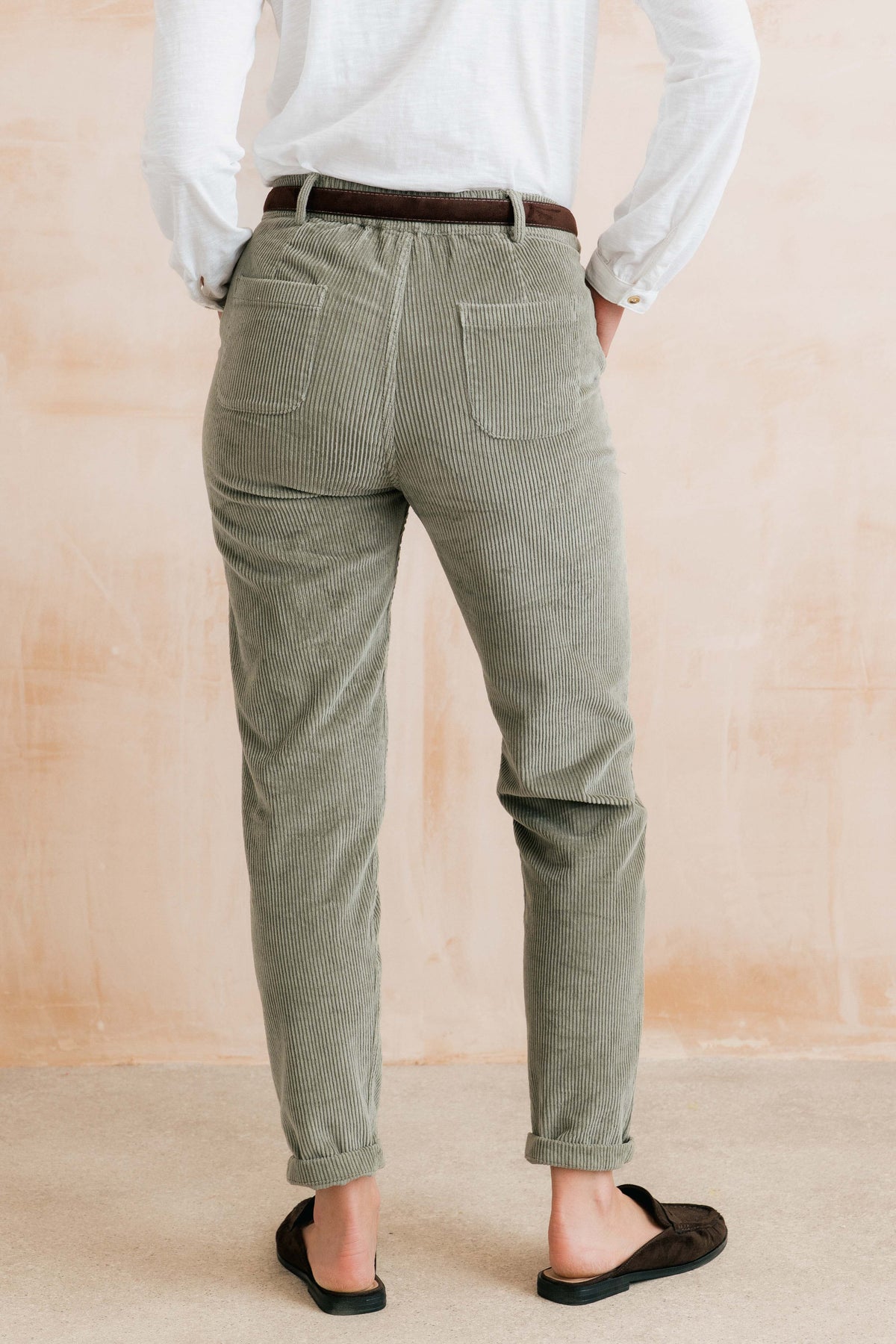 Brookend Stretch Jumbo Cord Trouser Sage