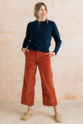 Isla Cropped Stretch Jumbo Cord Trousers Terracotta