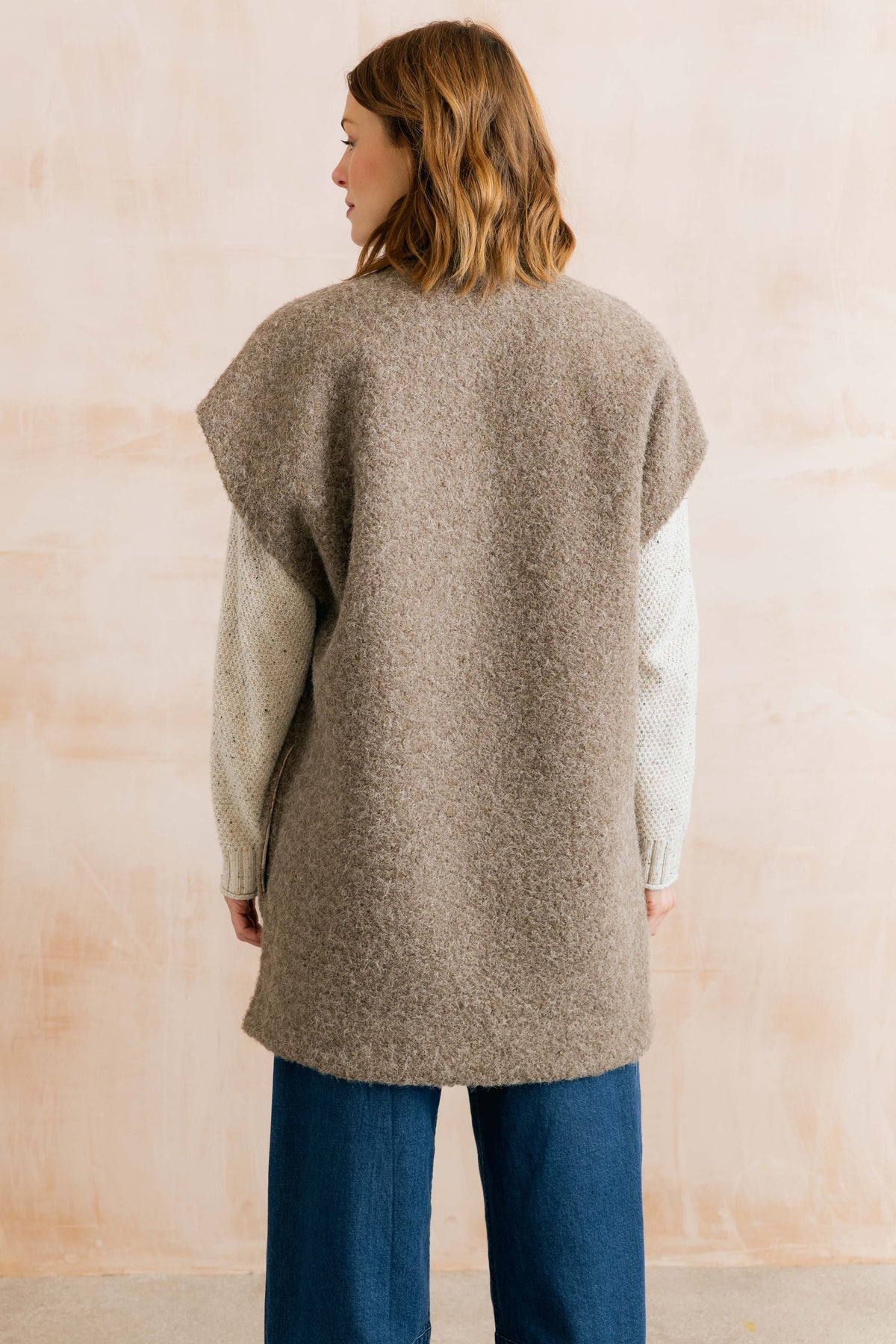 Cotswold Sleeveless Cardigan Boucle Mushroom