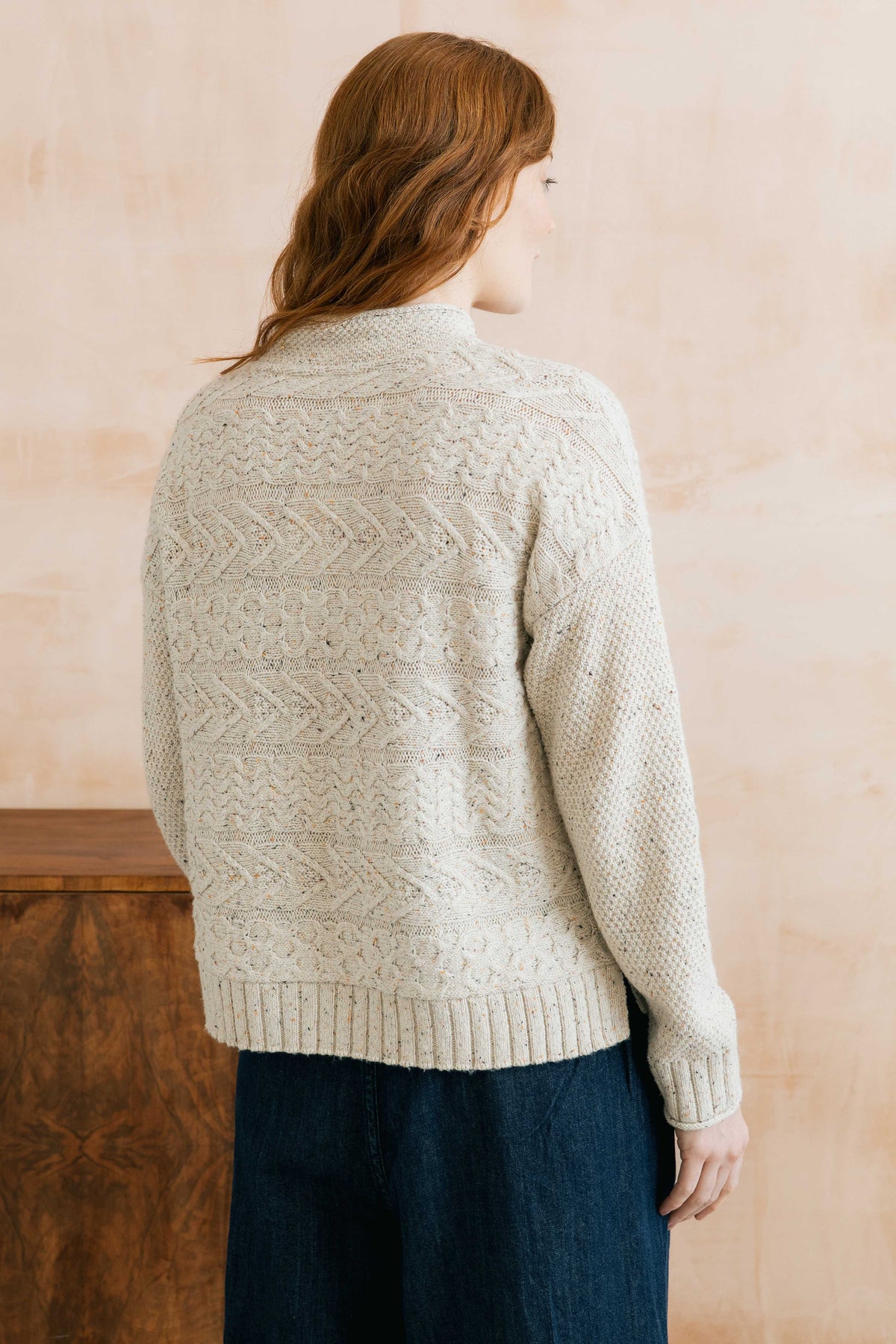 Sonia Cable Knit High Neck Jumper Ecru