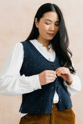 Ivy Flecked Knit Sleeveless Waistcoat Navy