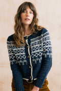 Easel Fair Isle Cardigan Navy