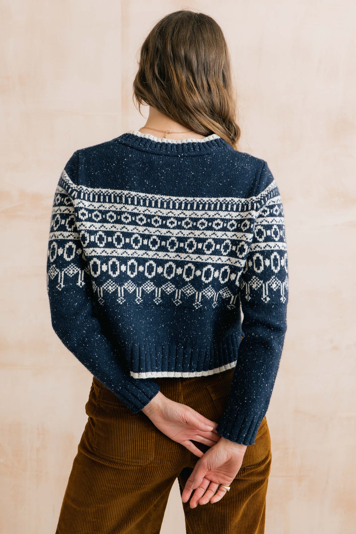Easel Fair Isle Cardigan Navy