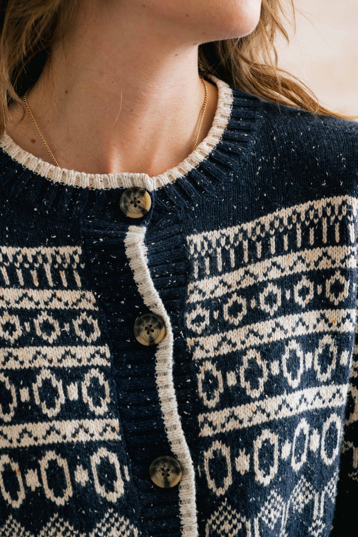 Easel Fair Isle Cardigan Navy