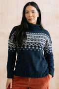Easel Fair Isle Roll Neck Jumper Navy