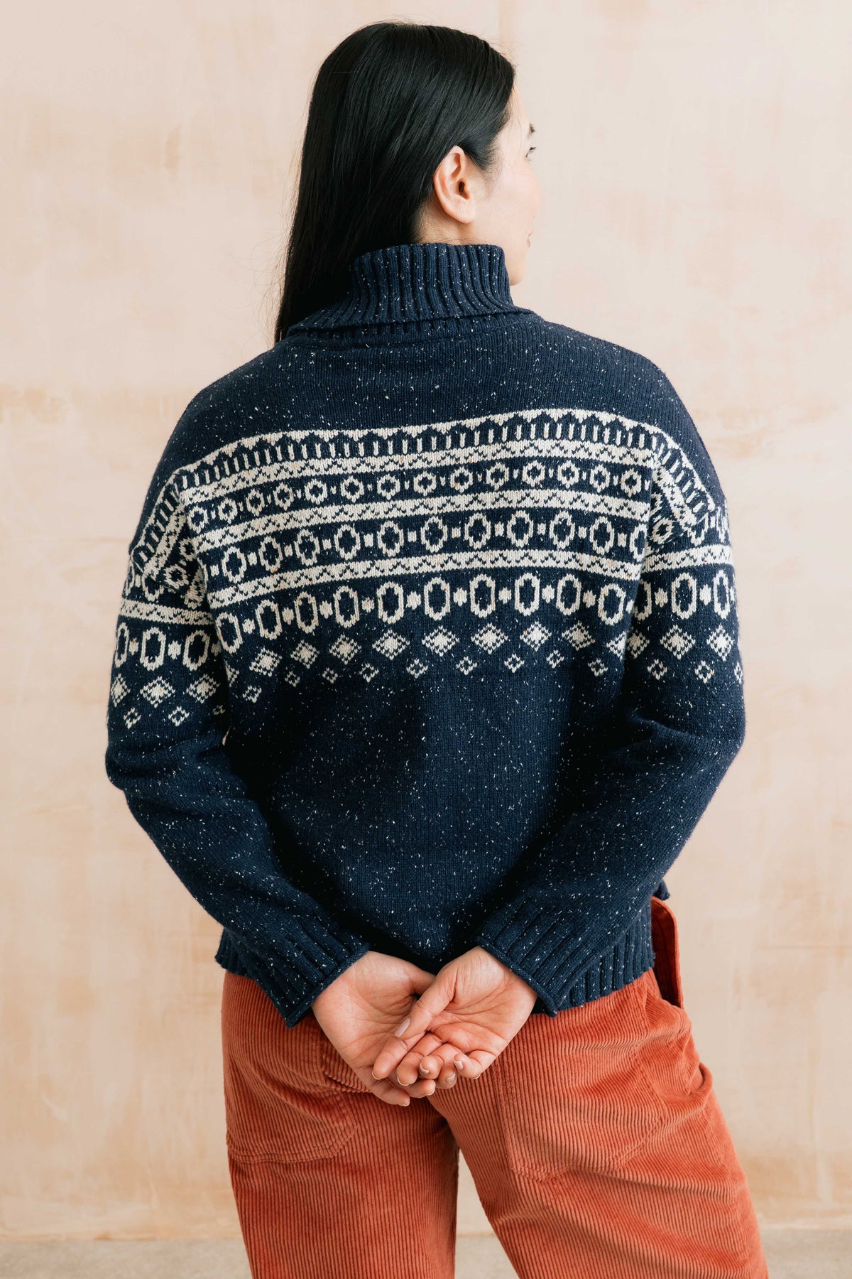 Easel Fair Isle Roll Neck Jumper Navy