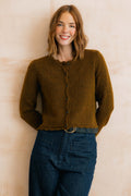 Elodie Scalloped Neck Outfitter Cardigan Burnt Caramel