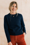 Elodie Scalloped Neck Outfitter Jumper Navy