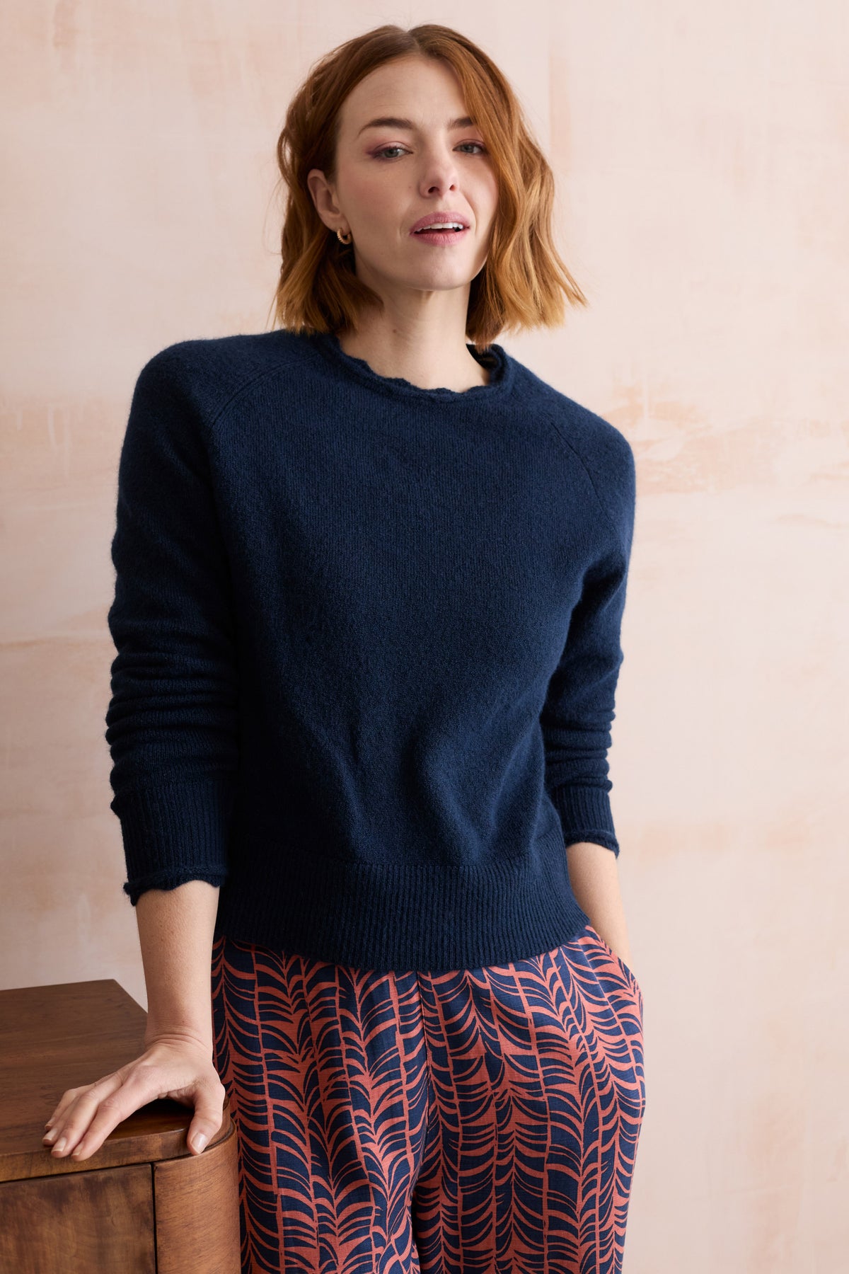 Elodie Scalloped Neck Outfitter Jumper Navy