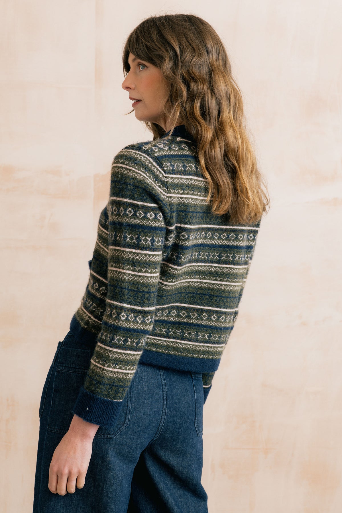 Chestnut Knitted Fair Isle Jacket Olive