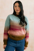 Artist Ombre Colour Block Knitted Jumper Raspberry Multi