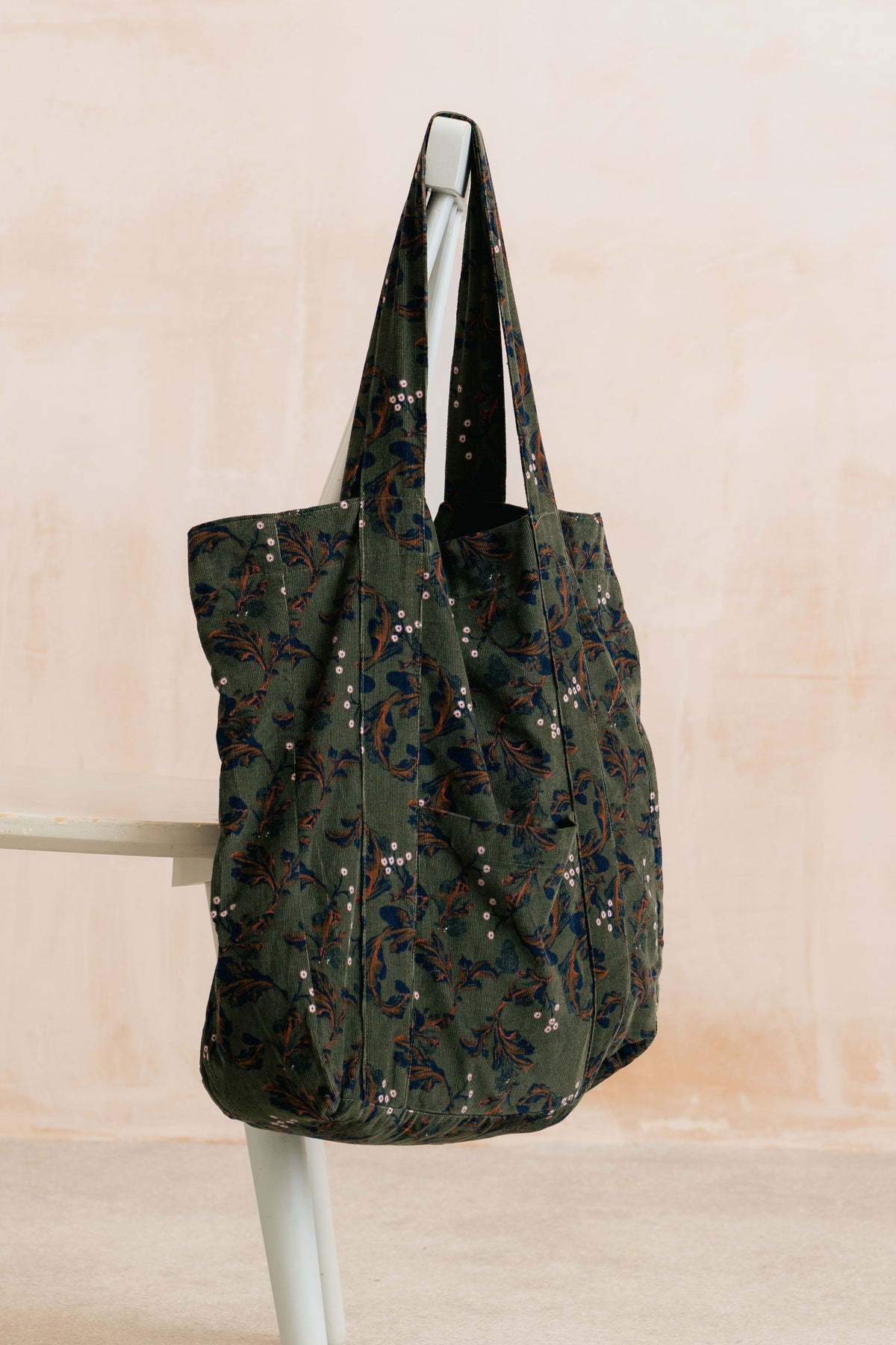 Harvest Printed Cord Tote Bag Dark Olive