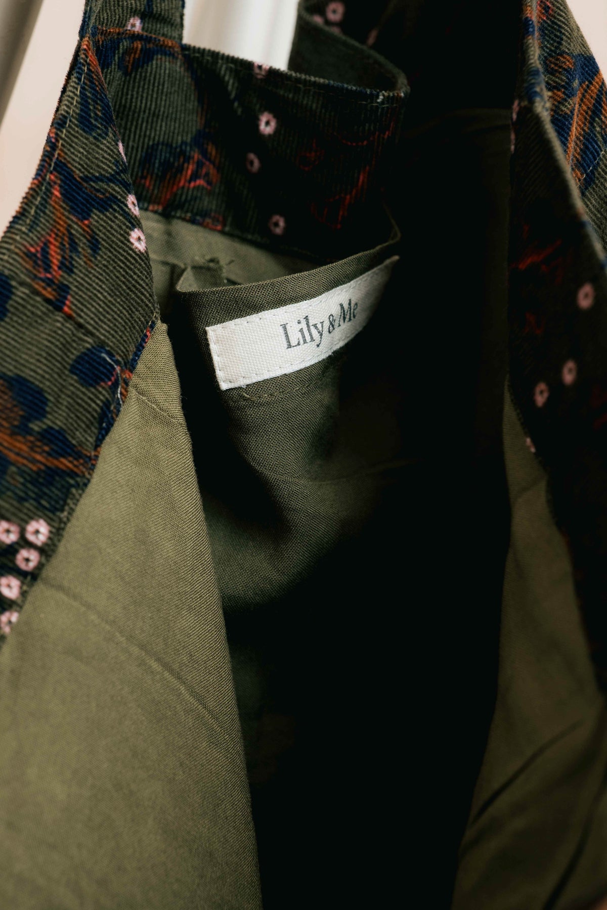 Harvest Printed Cord Tote Bag Dark Olive