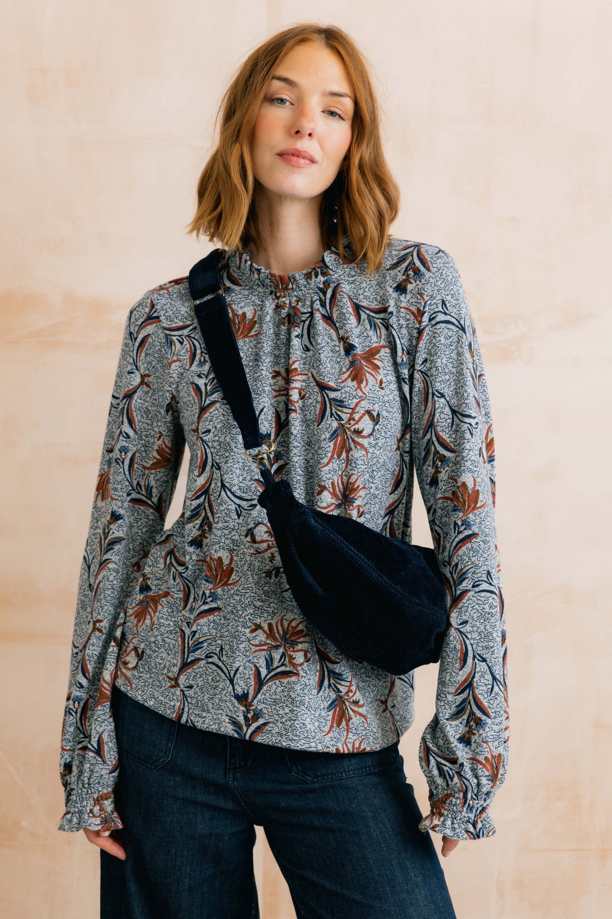 Jumbo Cord Crossbody Bag Navy