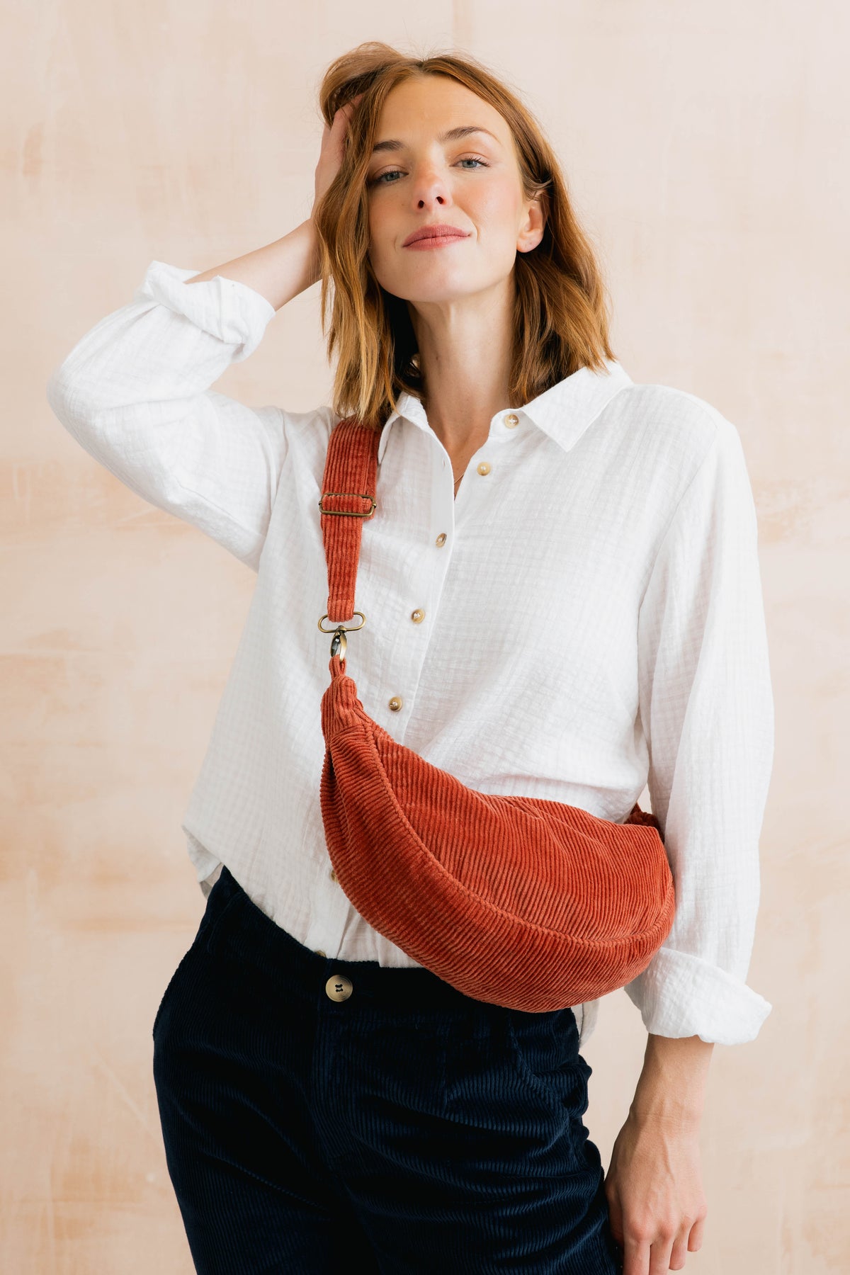 Jumbo Cord Crossbody Bag Terracotta