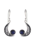 Lapis Planished Moon Earrings