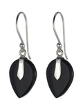 Black Onyx Flat Teardrop Earrings
