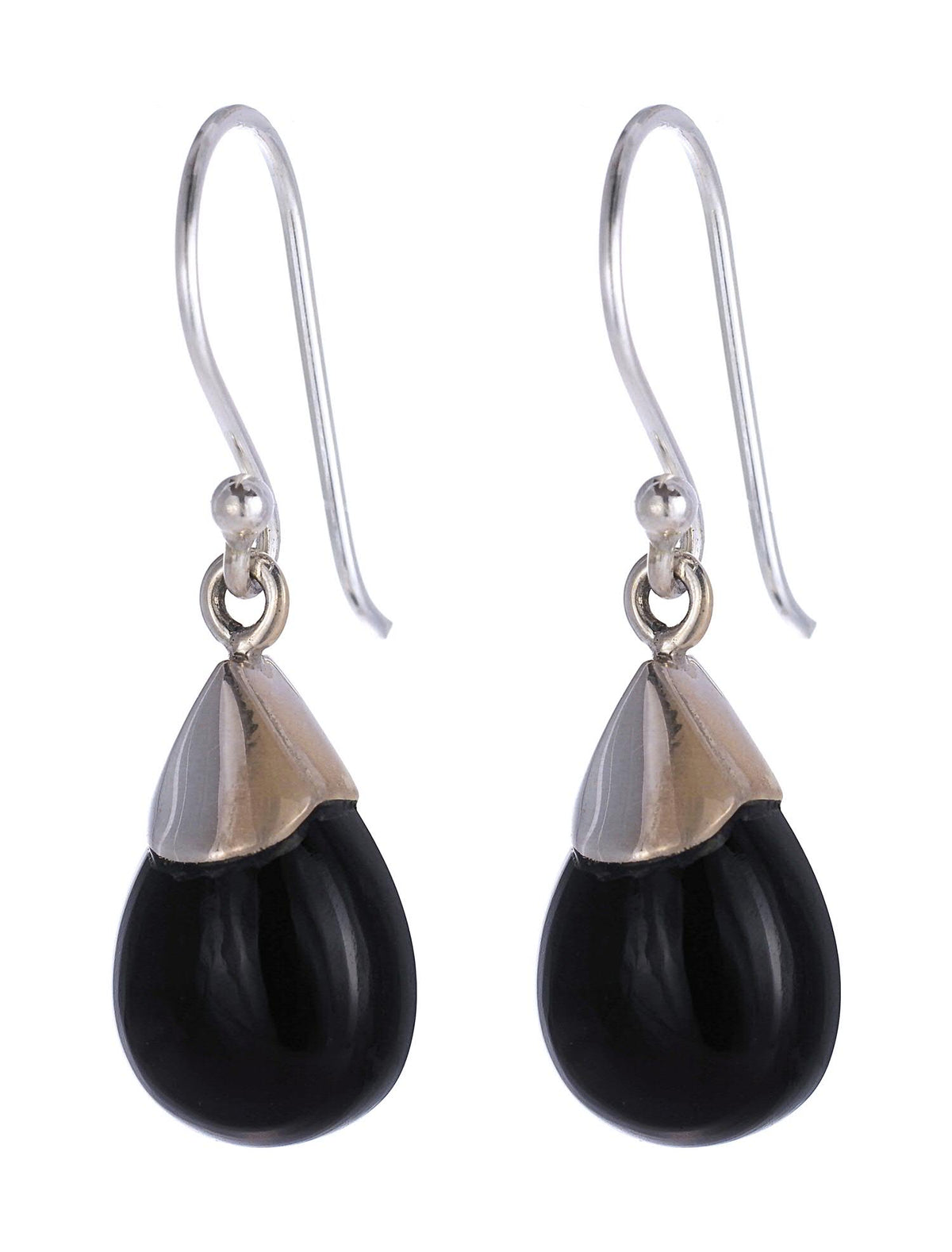 Black Onyx Capped Earrings