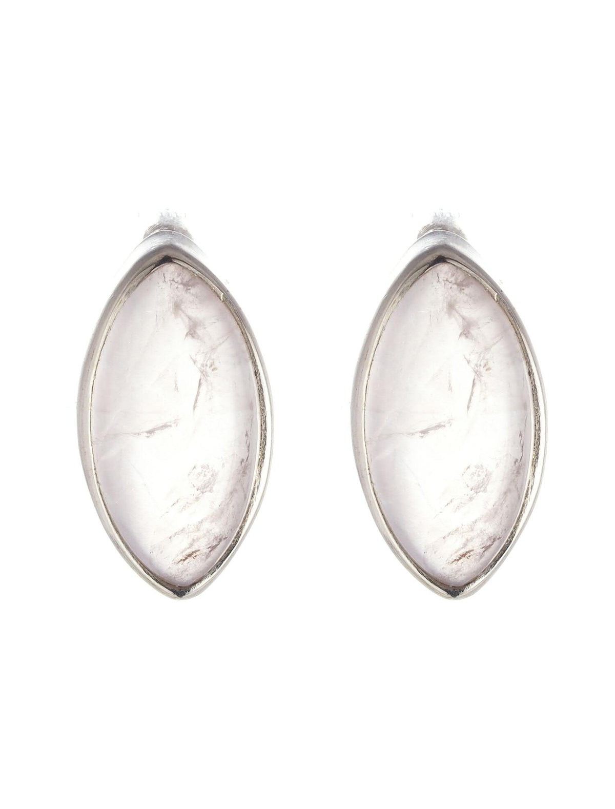 Sterlng Silver Rose Quartz Marquise Stud Earrings