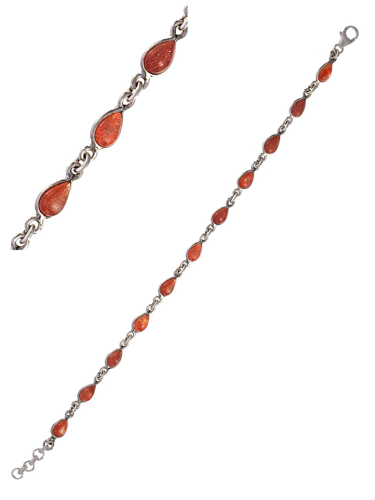 Sterling Silver Sunstone Teardrop Bracelet
