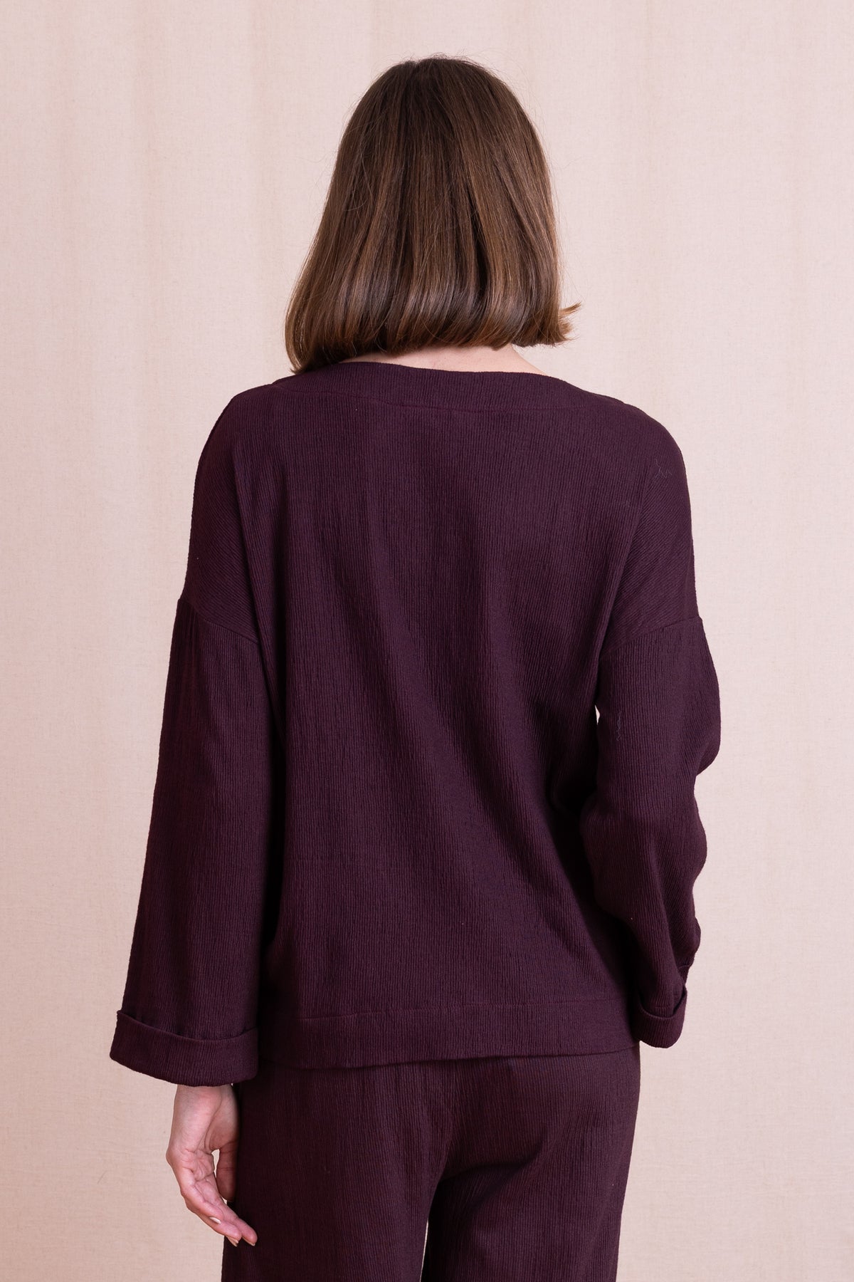 Textured Jersey Top Burgundy