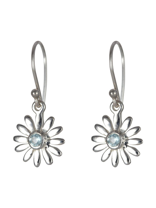 Blue Topaz Daisy Earrings